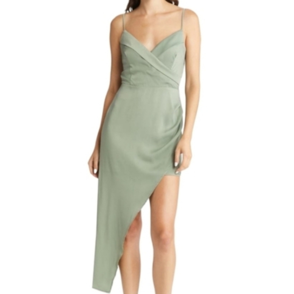 Lulu's Asymmetrical Sage Dress